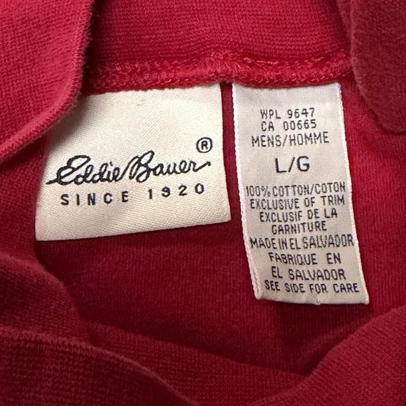 Eddie Bauer Red Turtleneck Long Sleeve Shirt Men's Large 100% Cotton - Picture 2 of 5